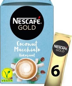 Nescafé Gold Coconut Macchiato Oploskoffie - 6 Doosjes à 6 Zakjes -Voedsel Winkel 1005x1200