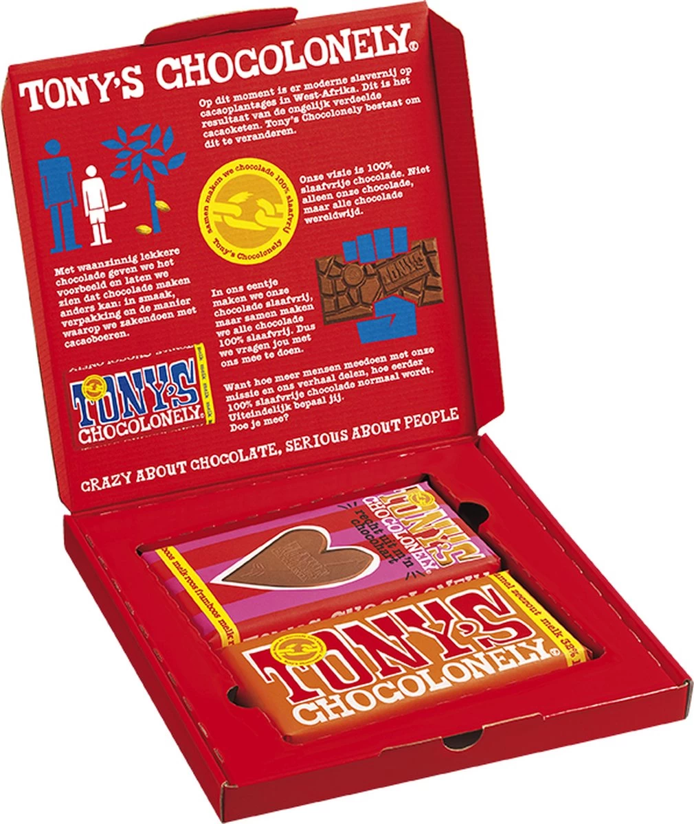 Tony's Chocolonely Geschenkdoos Ik Vind Je Lief! - Melk Chocolade + Karamel Zeezout - Moederdag Cadeautje - 2 X 180 Gram 7 Tony's Chocolonely Geschenkdoos Ik Vind Je Lief! - Melk Chocolade + Karamel Zeezout - Moederdag Cadeautje - 2 X 180 Gram - Afbeelding 7