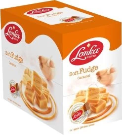 Lonka Fudge Caramel Presentatiedoos à 2,4 Kg Snoep Thee - 240 Per Stuk Verpakte Fudgeblokjes - Romige Fudge Caramel