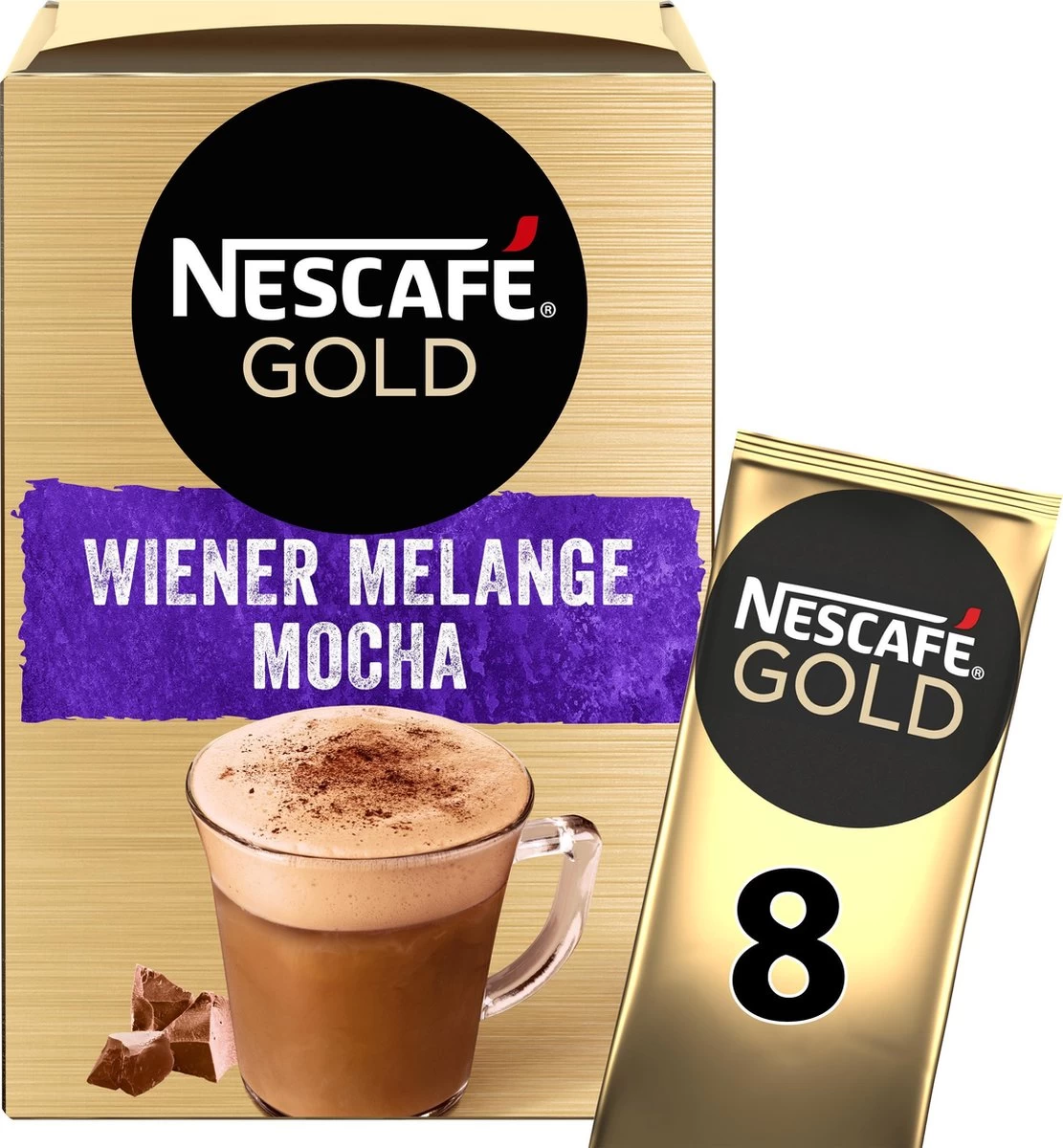 Nescafé Gold Wiener Melange Mocha Oploskoffie - 6 Doosjes à 8 Zakjes 3 Nescafé Gold Wiener Melange Mocha Oploskoffie - 6 Doosjes à 8 Zakjes - Afbeelding 3