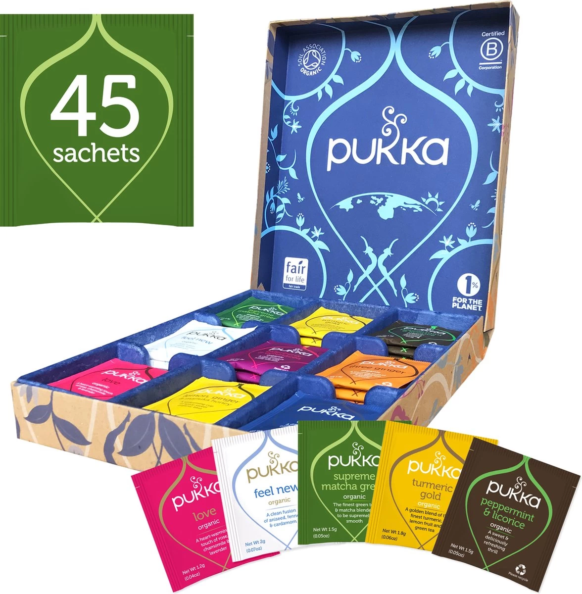 Pukka Original Kruidenthee Geschenkdoos - 9 Blends Biologische Kruidenthee, Ook Leuk Als Verjaardagscadeau - 45 Zakjes - Theedoos - GB-BIO-05 2 Pukka Original Kruidenthee Geschenkdoos - 9 Blends Biologische Kruidenthee, Ook Leuk Als Verjaardagscadeau - 45 Zakjes - Theedoos - GB-BIO-05 - Afbeelding 2