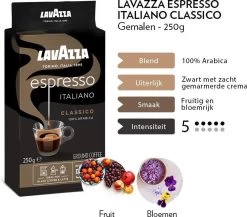 Lavazza Espresso Italiano Classico Gemalen / Filterkoffie - 8 X 250 Gram -Voedsel Winkel 1200x1053