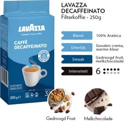 Lavazza Caffe Decaffeinato Filterkoffie - 250 Gram X8 -Voedsel Winkel 1200x1177
