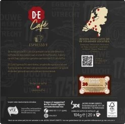 Douwe Egberts D.E Café Espresso Koffiecups - Intensiteit 9/12 - 10 X 20 Capsules -Voedsel Winkel 1200x1186
