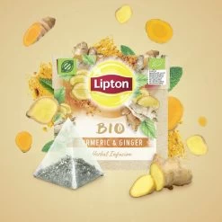 Lipton Turmeric & Ginger Kruidenthee, Met De Vurige, Verwarmende Smaak Van Gember En Kurkuma - 4 X 20 Zakjes - PL-EKO-03 -Voedsel Winkel 1200x1200 299