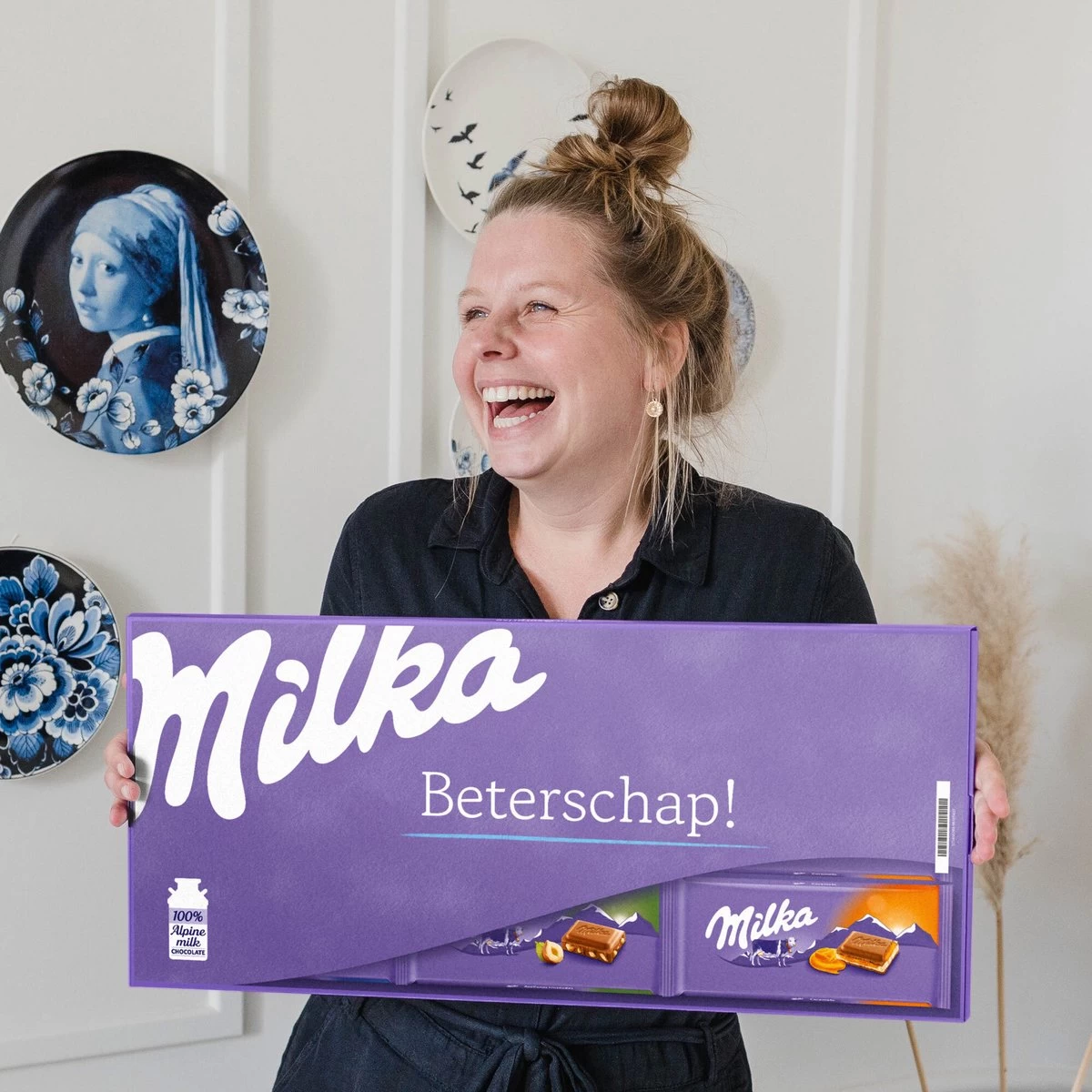 "Beterschap!" - Mega Milka 900 Gram - Chocoladereep Cadeau - Chocolade 1 "Beterschap!" - Mega Milka 900 Gram - Chocoladereep Cadeau - Chocolade