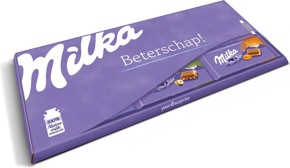 "Beterschap!" - Mega Milka 900 Gram - Chocoladereep Cadeau - Chocolade 2 "Beterschap!" - Mega Milka 900 Gram - Chocoladereep Cadeau - Chocolade - Afbeelding 2