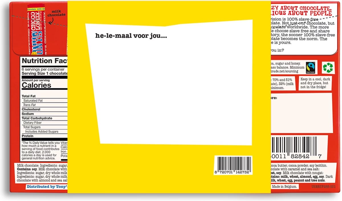 Tony's Chocolonely Chocolade Proeverijtje Gefeliciteerd! - Verjaardag Cadeau - 6 Fairtrade Chocolade Repen - Geschenkdoos - 288 Gram 5 Tony's Chocolonely Chocolade Proeverijtje Gefeliciteerd! - Verjaardag Cadeau - 6 Fairtrade Chocolade Repen - Geschenkdoos - 288 Gram - Afbeelding 5