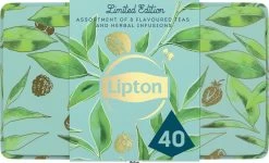 Lipton Thee Limited Edition Theedoos, Leuk Om Te Geven Als Cadeau - 40 Zakjes En Tinnen Blik - Cadeauverpakking