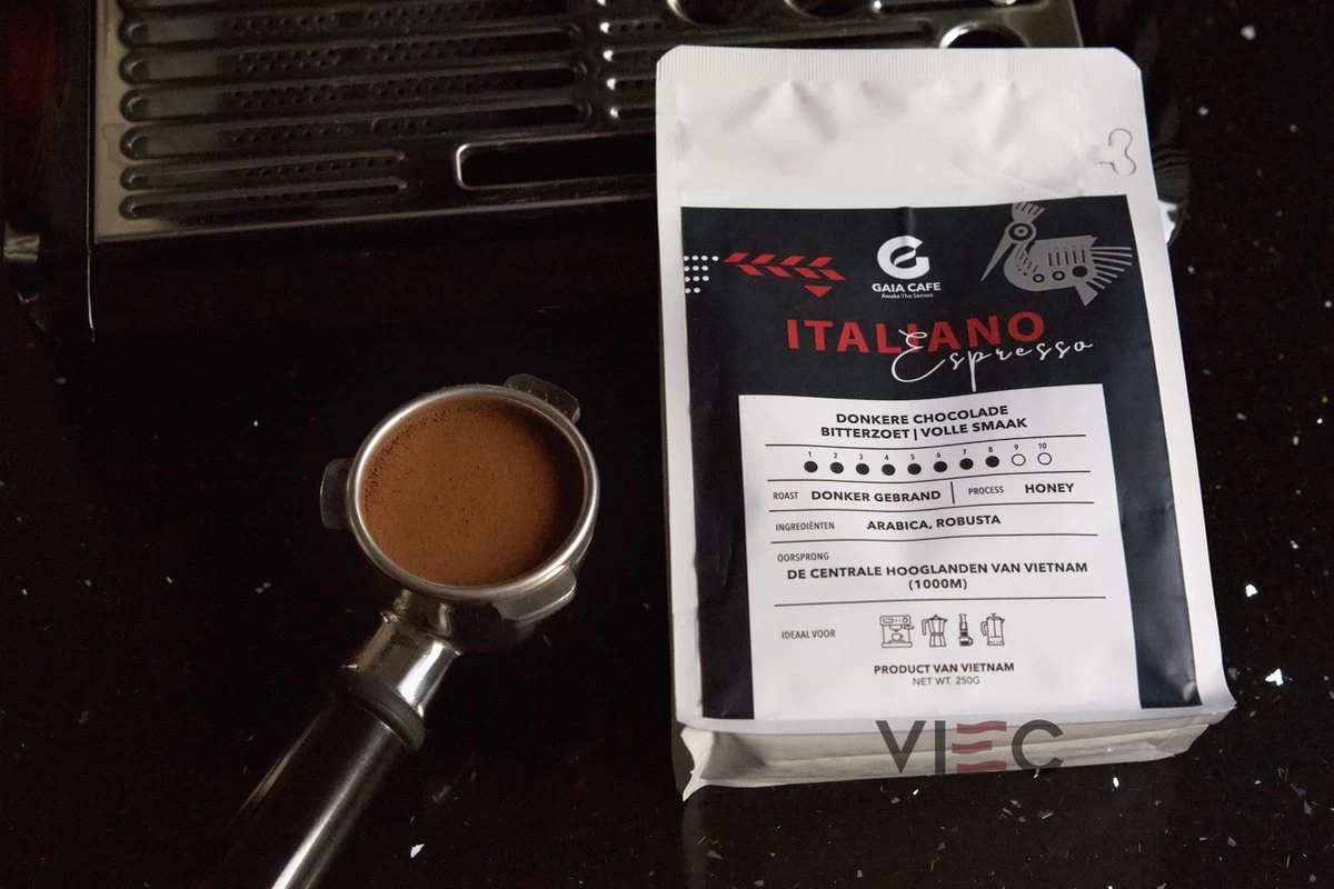 Italiano Espresso Honey Process Vietnamese Koffiebonen Aanbieding 250g GAIA Cafe 5 Italiano Espresso Honey Process Vietnamese Koffiebonen Aanbieding 250g GAIA Cafe - Afbeelding 5