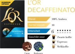 L'OR Espresso Decaffeinato Koffiecups - Intensiteit 6/12 - 10 X 10 Capsules -Voedsel Winkel 1200x868
