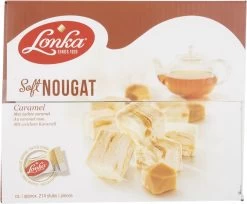 Lonka Soft Nougat Caramel Presentatiedoos à 2,57kg Snoep Thee - 214 Per Stuk Verpakte Nougat Blokjes - Nougat Gevuld Met Heerlijke Lonka Caramel -Voedsel Winkel 1200x989