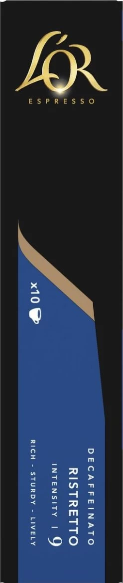 L'OR Espresso Ristretto Decaffeinato - Intensiteit 9/12 - 10 X 10 Capsules -Voedsel Winkel 255x1200