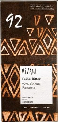 Pure Chocolade 92% Vivani - Tablet 80 Gram - Biologisch -Voedsel Winkel 568x1200