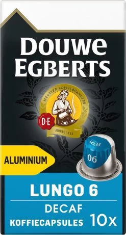 Douwe Egberts Lungo Decaf Koffiecups - Intensiteit 6/12 - 10 X 10 Capsules -Voedsel Winkel 643x1200