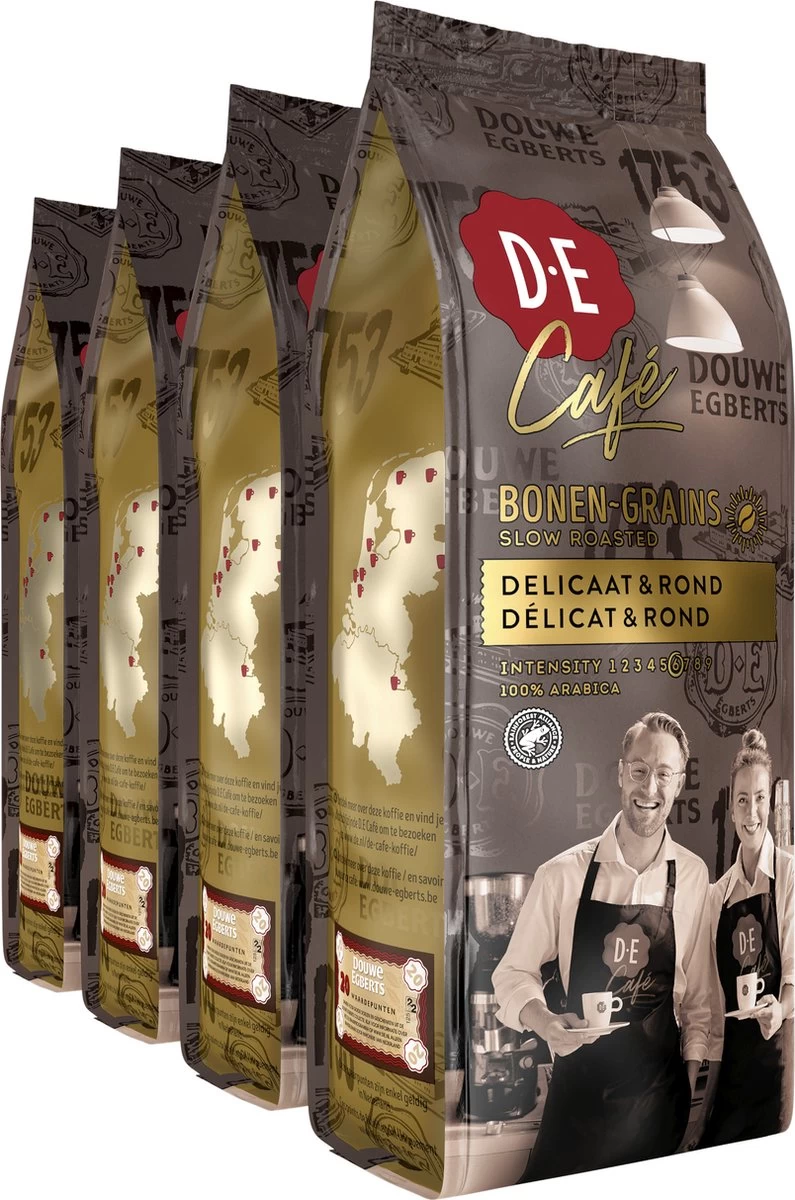 Douwe Egberts D.E Café Delicaat Rond Koffiebonen - Intensiteit 5/9 - 4 X 500 Gram