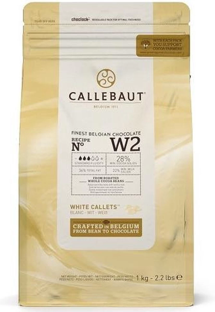 Callebaut Chocolade Callets - Wit - 1 Kg 2 Callebaut Chocolade Callets - Wit - 1 Kg - Afbeelding 2
