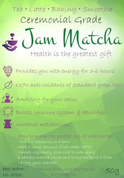 Biologische Matcha Poeder 50 Gram - CEREMONIAL GRADE - JamMatcha Groene Thee - Matcha Thee -Voedsel Winkel 835x1200 1