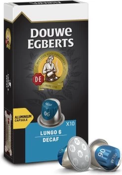 Douwe Egberts Lungo Decaf Koffiecups - Intensiteit 6/12 - 10 X 10 Capsules -Voedsel Winkel 836x1200