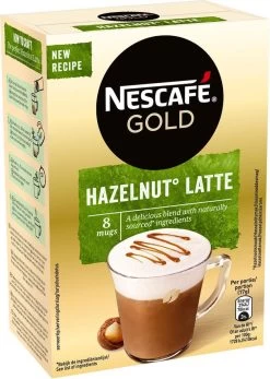 Nescafé Gold Hazelnoot Latte Oploskoffie - 6 Doosjes à 8 Zakjes -Voedsel Winkel 855x1200 2