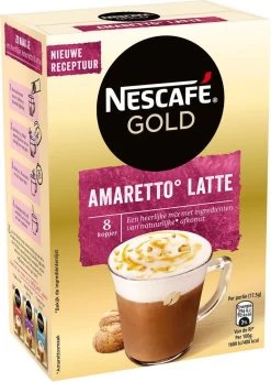 Nescafé Gold Amaretto Latte Oploskoffie - 6 Doosjes à 8 Zakjes -Voedsel Winkel 855x1200 4