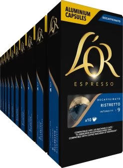 Uitgelichte producten 19 L'OR Espresso Ristretto Decaffeinato - Intensiteit 9/12 - 10 X 10 Capsules