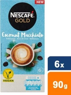 Nescafé Gold Coconut Macchiato Oploskoffie - 6 Doosjes à 6 Zakjes -Voedsel Winkel 901x1200