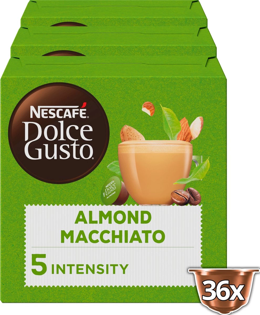 Nescafé Dolce Gusto Almond Macchiato Capsules - Vegan Koffie - 36 Koffiecups 2 Nescafé Dolce Gusto Almond Macchiato Capsules - Vegan Koffie - 36 Koffiecups - Afbeelding 2